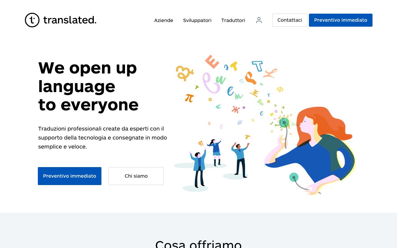 Anteprima del sito Translated